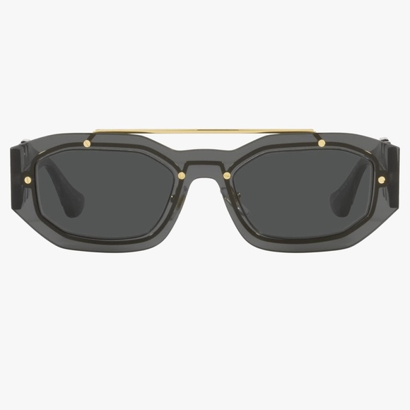 Versace Unisex Sunglasses Transparent Dark Grey Frame; Used Like new - Picture 8 of 9